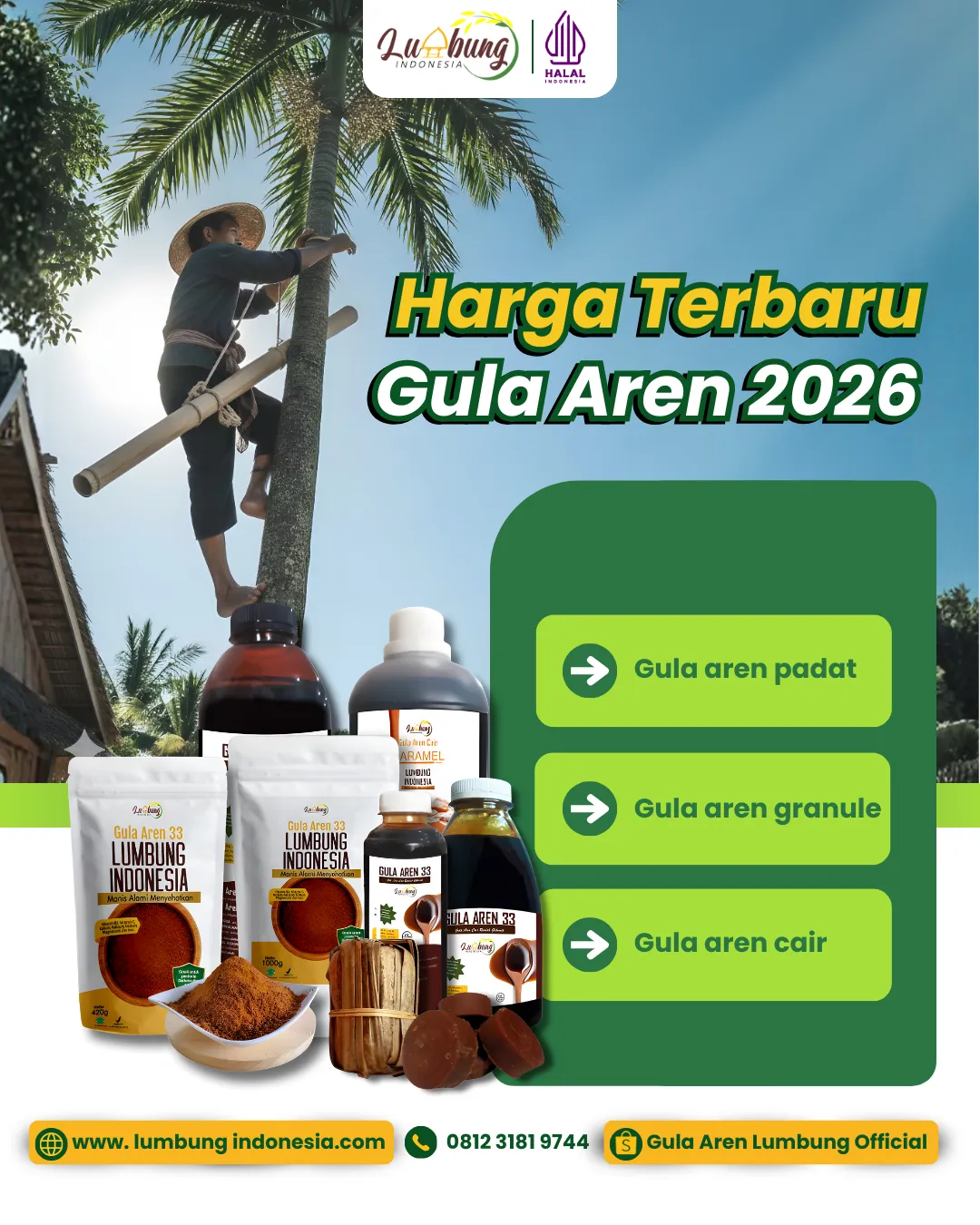 harga gula aren, gula aren padat, gula aren bubuk