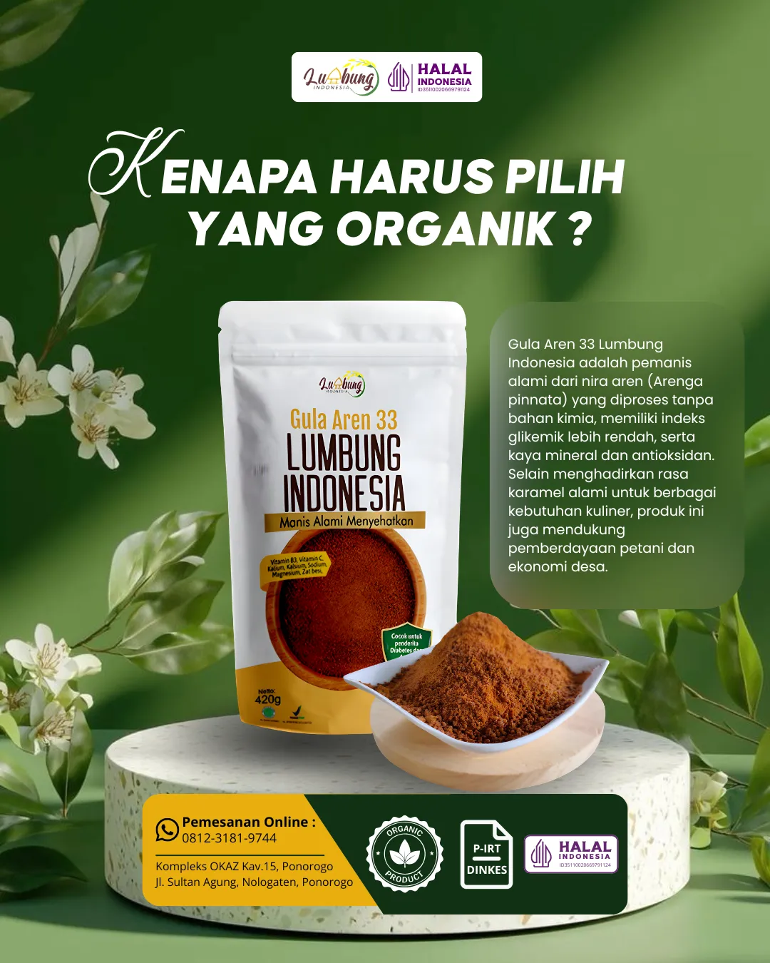 gula aren organik, arenga pinnata