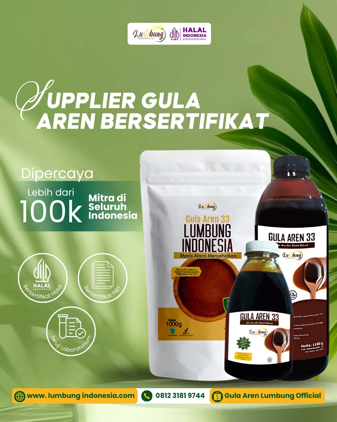 supplier gula aren, halal, bersertifikat