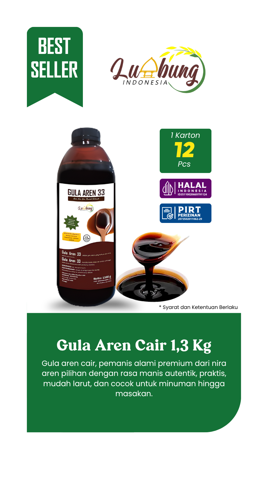 Grosir gula aren cair 1,3kg