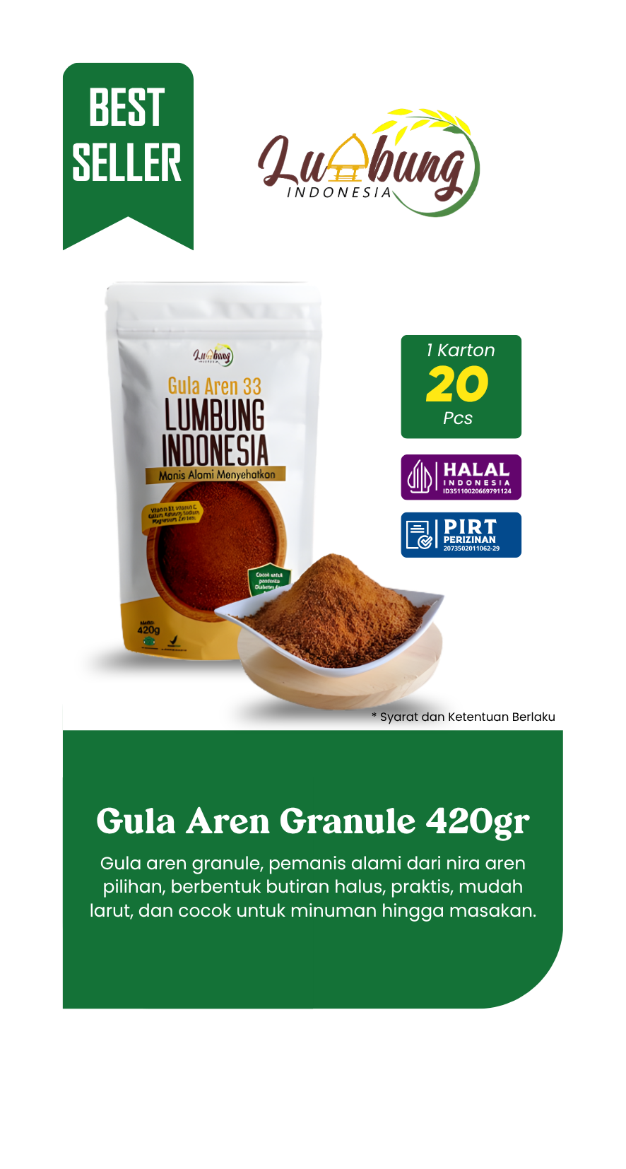 Grosir gula aren granule 420gr