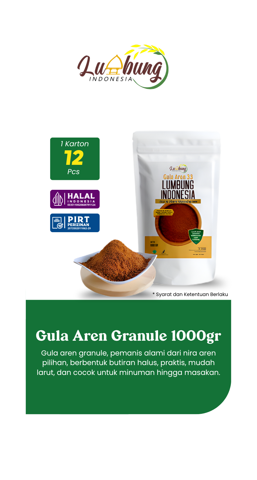 Grosir gula aren granule 1000gr