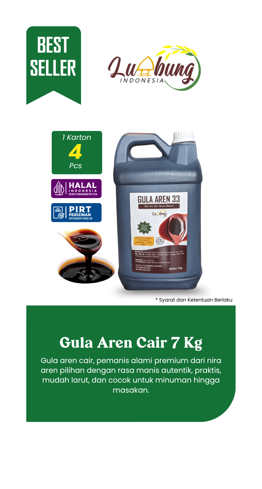 Grosir gula aren cair 7Kg