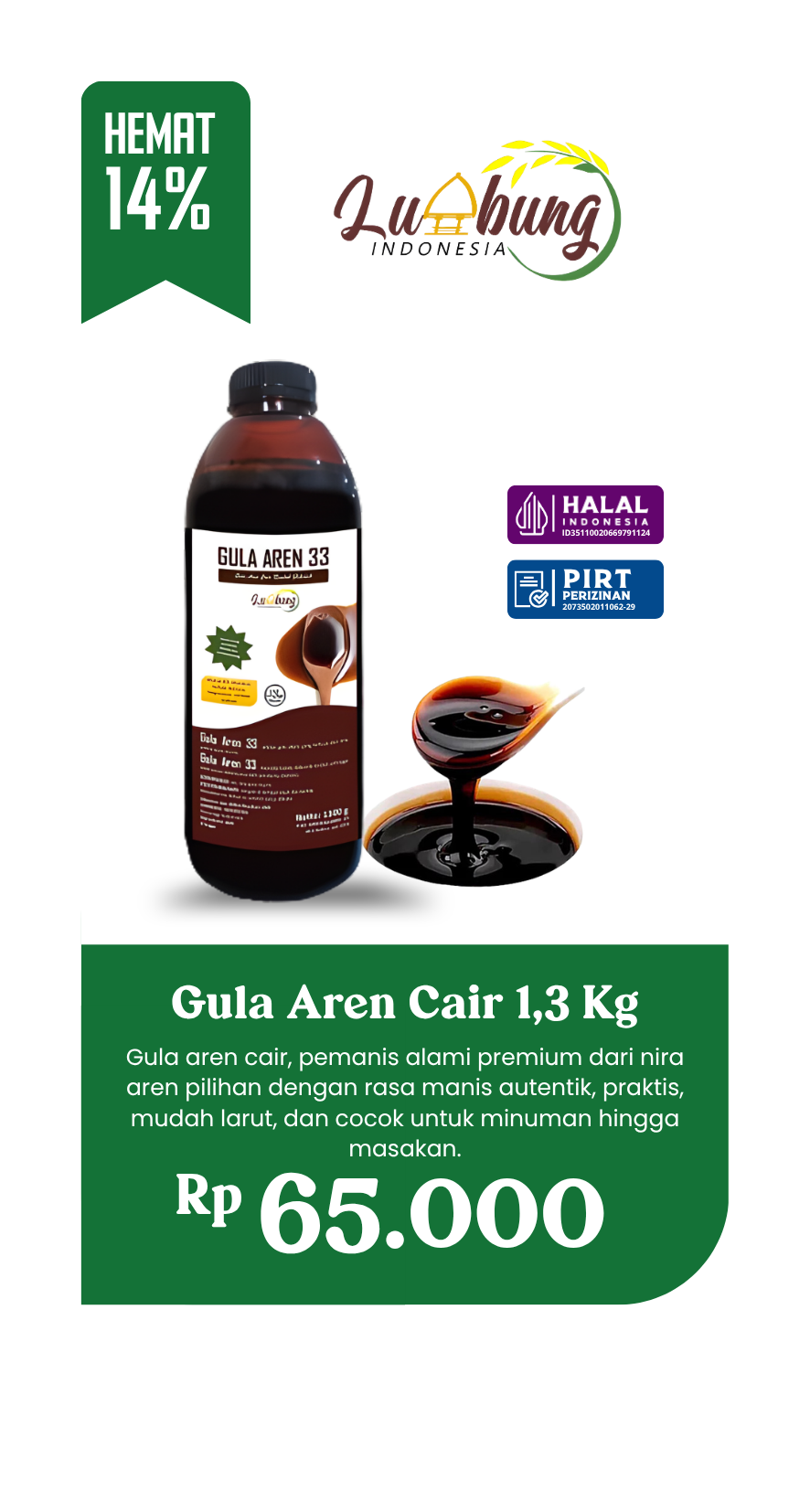 Gula Aren Cair Original 1,3Kg